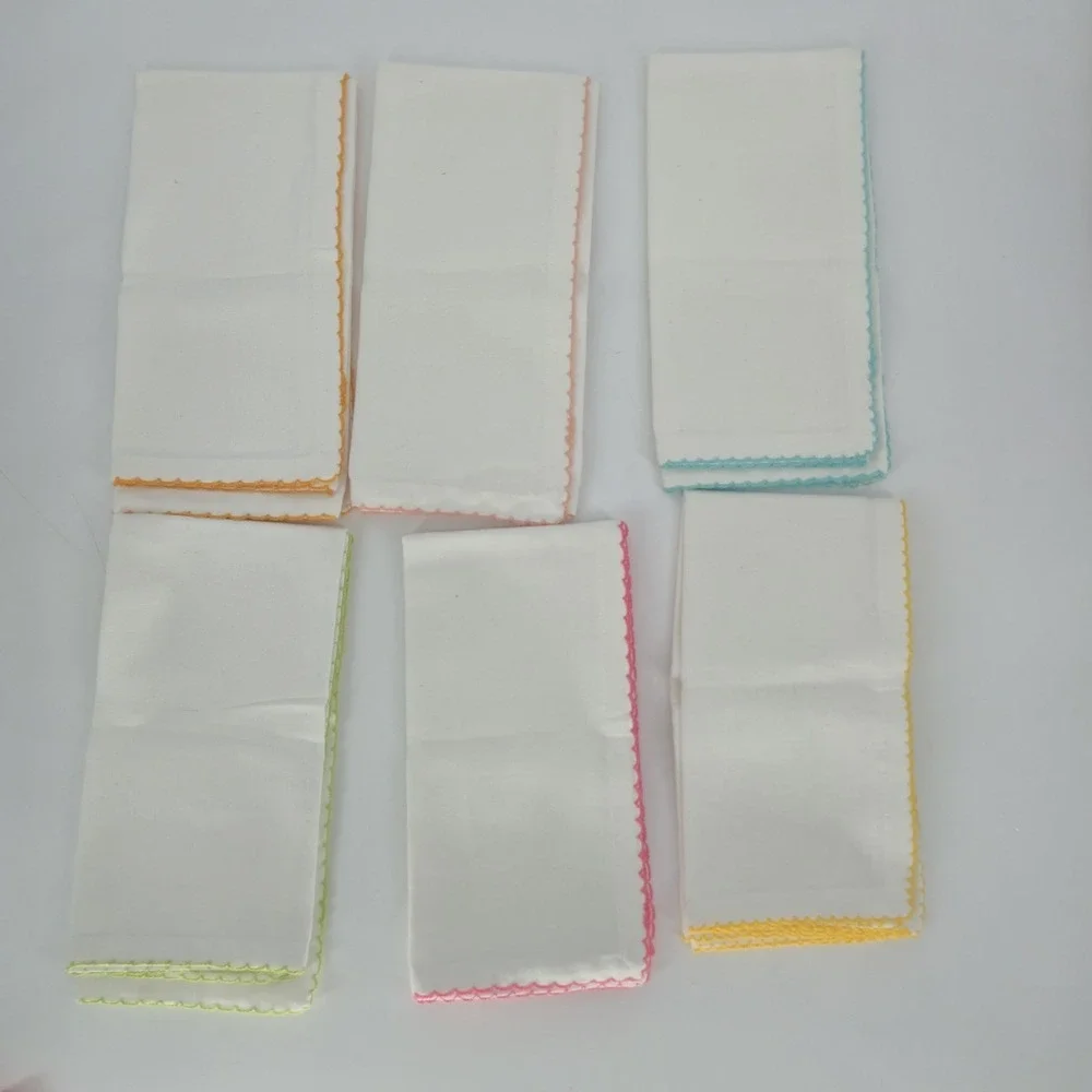Kohl's Blossoms & Blooms Boutique Cloth Napkins Set 6 Color Crochet Trim 19